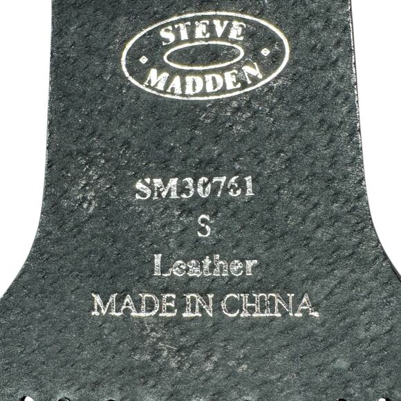 Steve Madden Statement Belt Womens Size S Leather Wood Beads Mother of Pearl - Picture 2 of 10